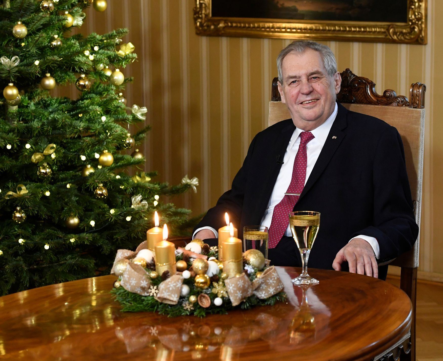 Prezident Miloš Zeman během vánočního poselství v roce 2019.