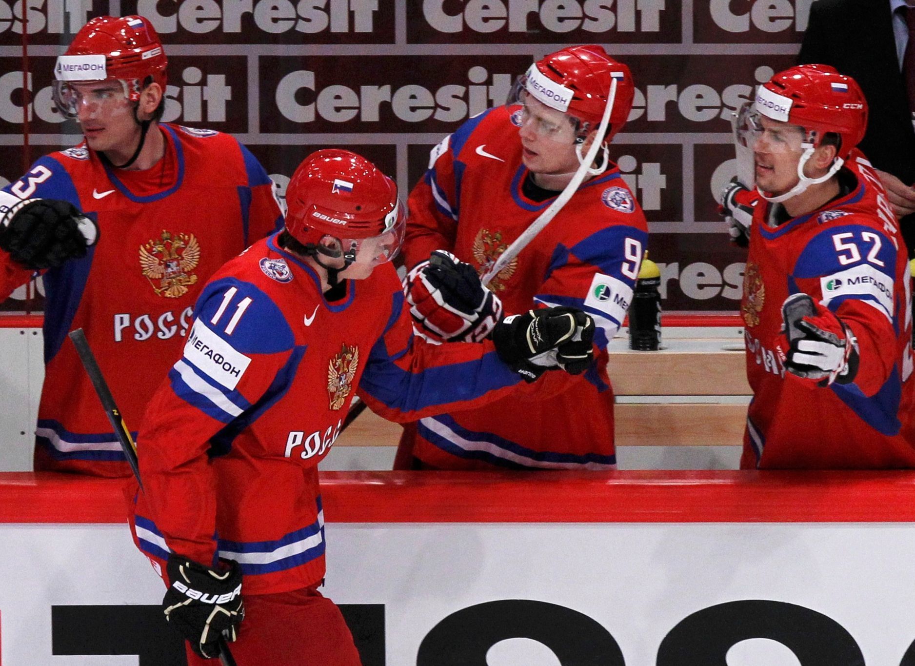Malkin se raduje v zápase Česko - Rusko