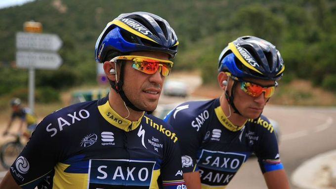 Alberto Contador a Roman Kreuziger při společném působení v týmu Olega Tiňkova.
