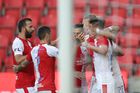 Slávistická radost v zápase 5. kola FL Slavia - Liberec