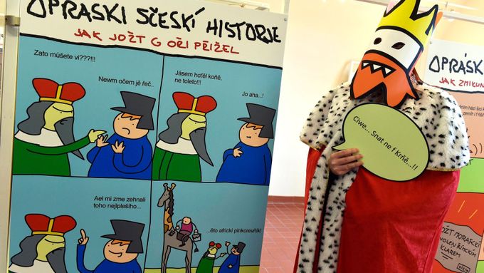 Autor "jaz" se svým populárním komiksem Opráski sčeskí historje.