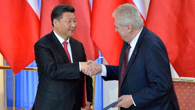 Miloš Zeman s čínským prezidentem.