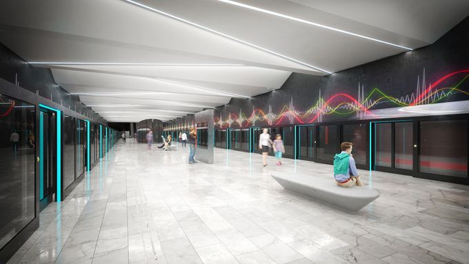 Obrazem: Další tři stanice metra D mění podobu. Oživí je geometrie i plíseň