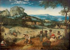 Bruegelův olej na desce Senoseč z cyklu Ročních období je součástí Lobkowiczkých sbírek.