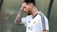 Lionel Messi na tréninku před MS 2018