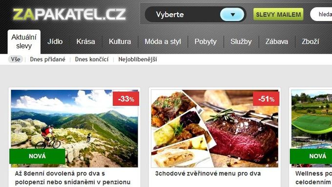 Doménu převzal nový majitel, který Zapakatel.cz proměnil na slevový agregátor.