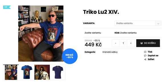 Snímek obrazovky z e-shopu hranatymerch.cz Filipa Turka