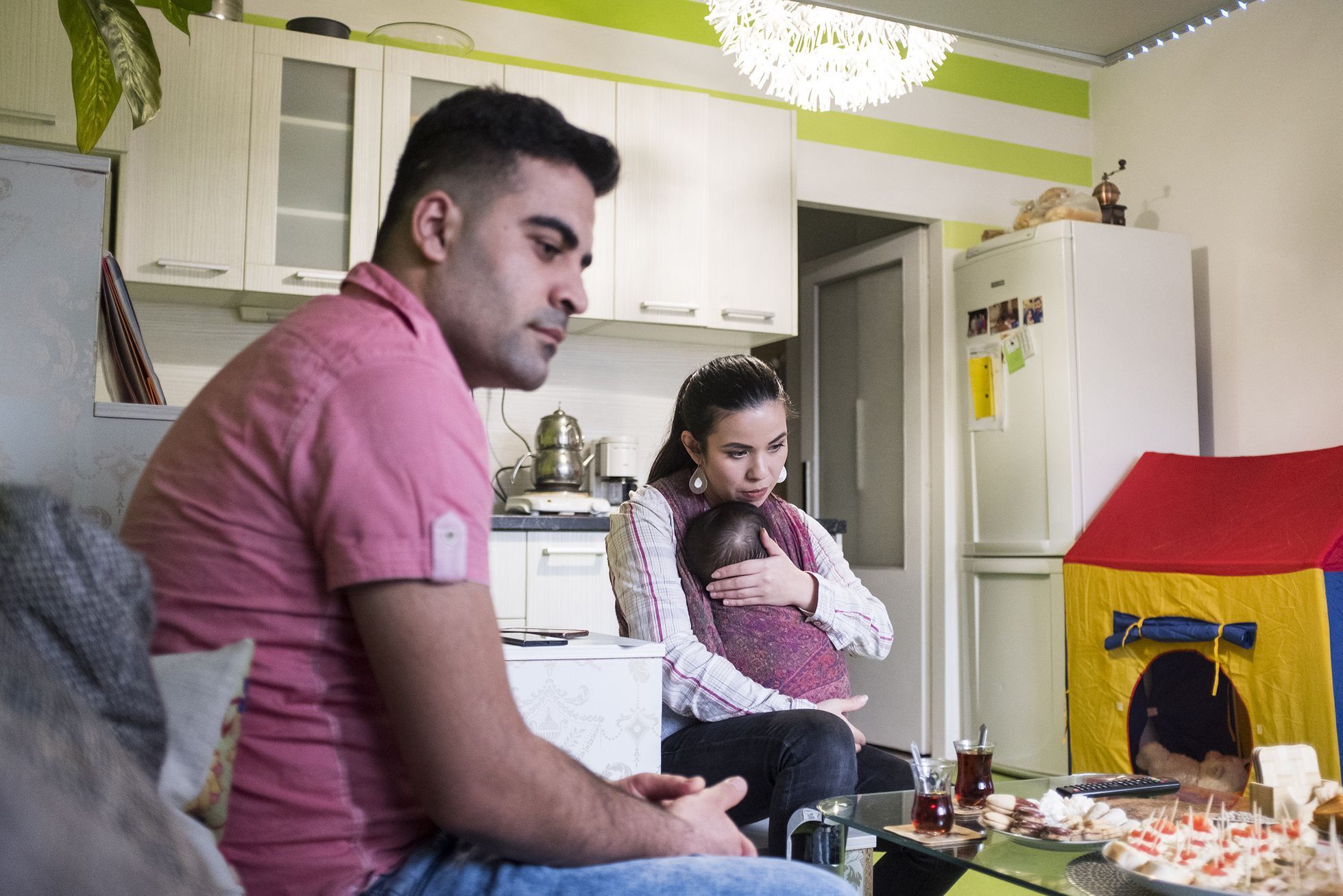 Česko-kurdský pár z Třince s novorozených chlapcem Ibrahimem.