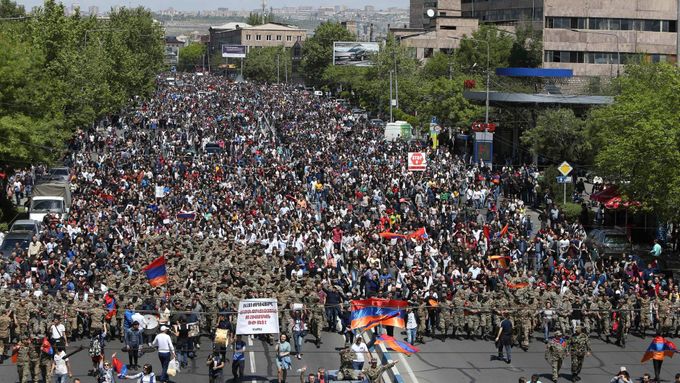 Demonstrace v Jerevanu.