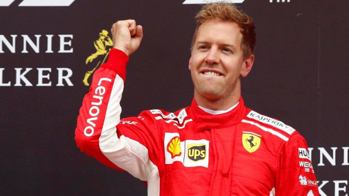 Sebastian Vettel slaví vítězství v GP Belgie 2018