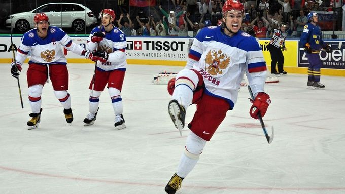 Prohlédněte si fotografie ze semifinále MS v Minsku, v němž hokejisté Ruska porazili porazili Švédy a jsou ve finále.