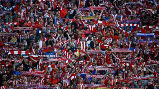 Atletico Madrid's fans watch their team play against Real Madrid during their Champions League final soccer match at the Luz Stadium in Lisbon May 24, 2014. REUTERS/Kai P