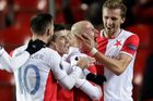 fotbal, Evropská liga 2018/2019, Slavia Praha - Zenit Petrohrad, Miroslav Stoch slaví gól na 2:0