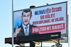 Billboard Andreje Babiše v pražských Stodůlkách před druhým kolem prezidentských voleb