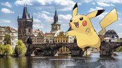 Pokémon GO - Koláž Pikachu nad Prahou