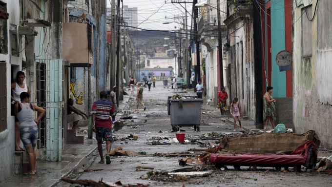 Ulice Havany po ničivé bouři.