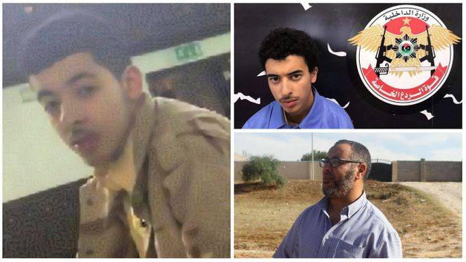 Na větší fotce hlavní podezřelý Salman Abedi, na menších pak mladší bratr Hashem a otec Ramadan. Oba by měli být mezi zadrženými.