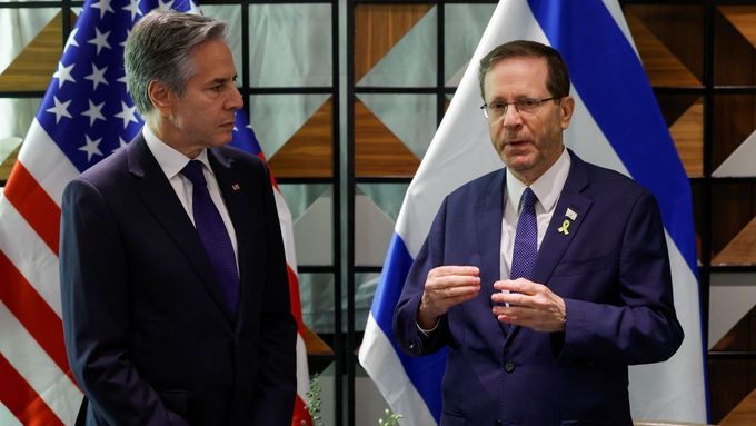 Americký ministr zahraničí Antony Blinken a izraelský prezident Jicchak Herzog.