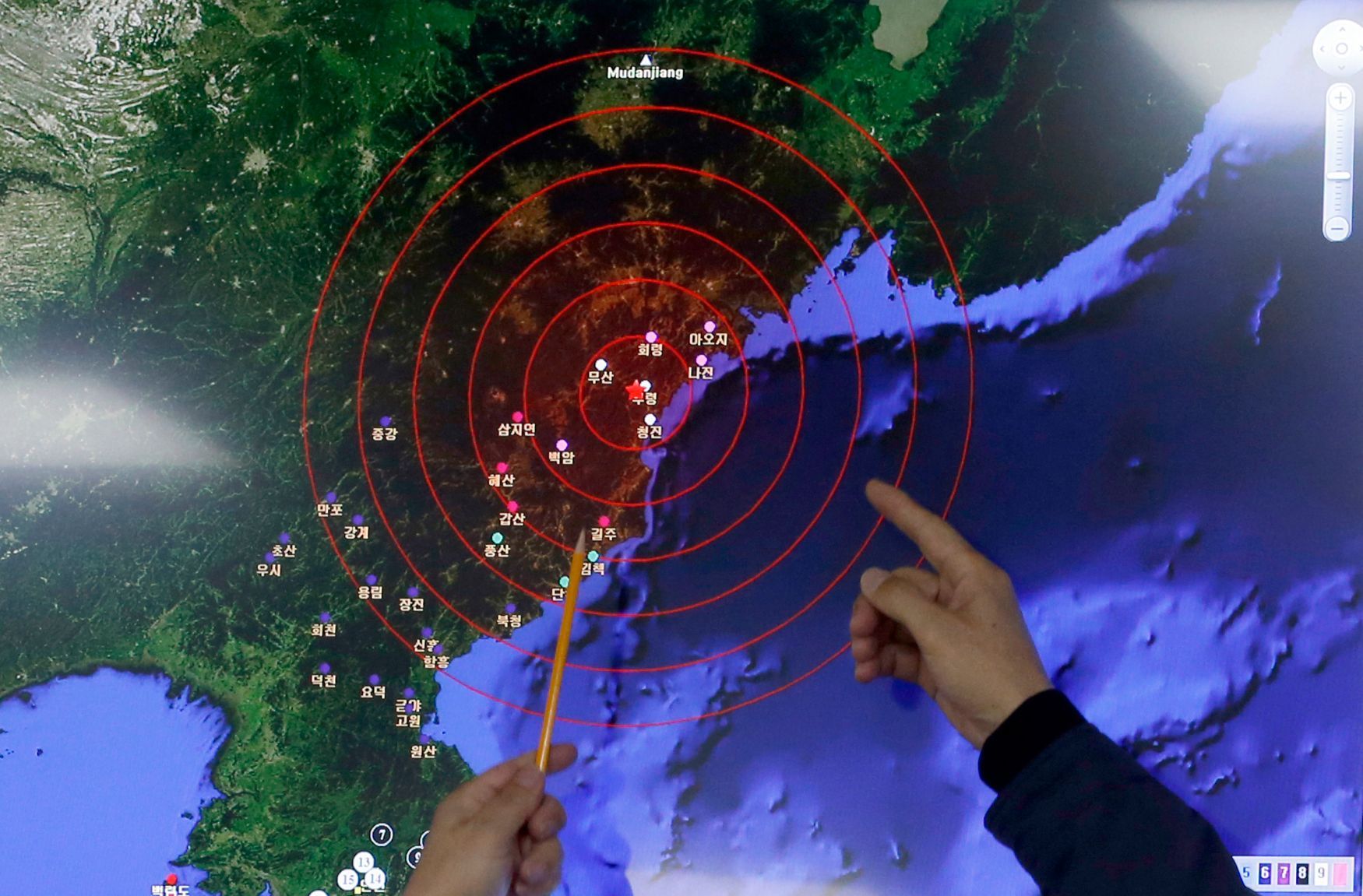 Epicentrum otřesů po po pokusném výbuchu v Severní Koreji