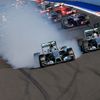 Mercedes Formula One driver Rosberg of Germany leads the pack after the start of the first Russian Grand Prix in Sochi