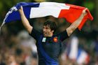 FILE PHOTO: France's Dominici celebrates after the quarter-final Rugby World Cup match against New Zealand in Cardiff