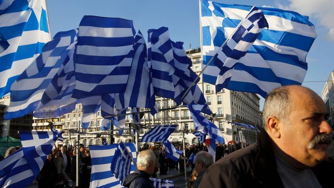 Provládní demonstrace v Aténách.