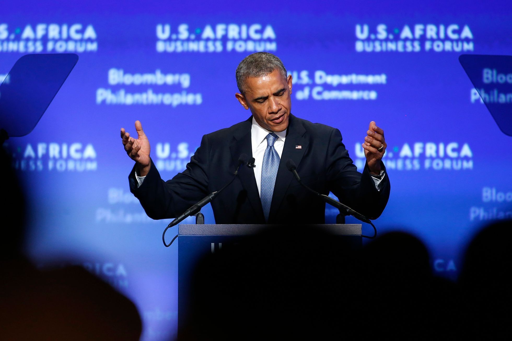 Obama takes the stage to address the U.S.-Africa Business Forum in Washington