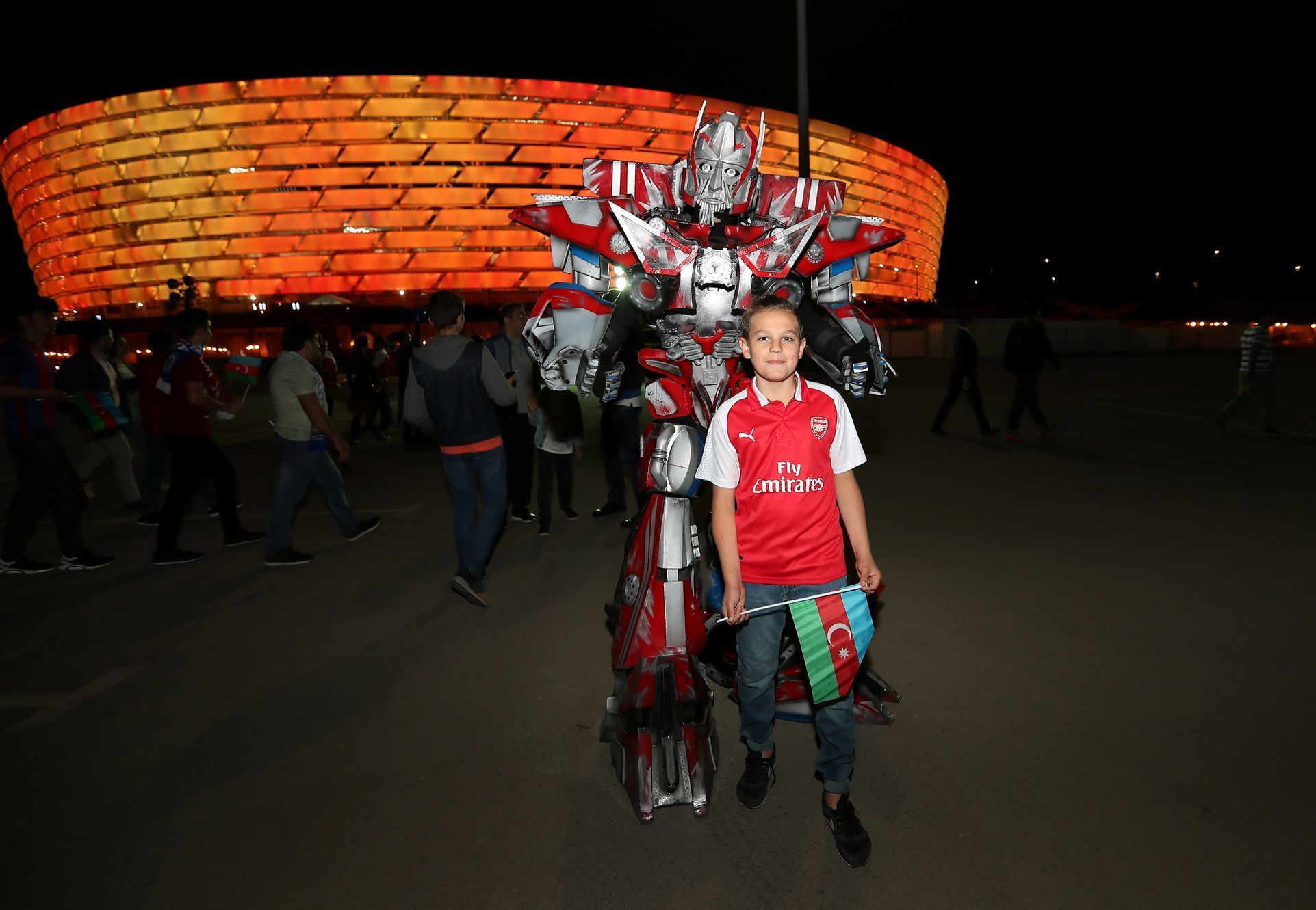 Finále Evropské ligy 2019: Fanoušci Arsenalu na stadionu v Baku