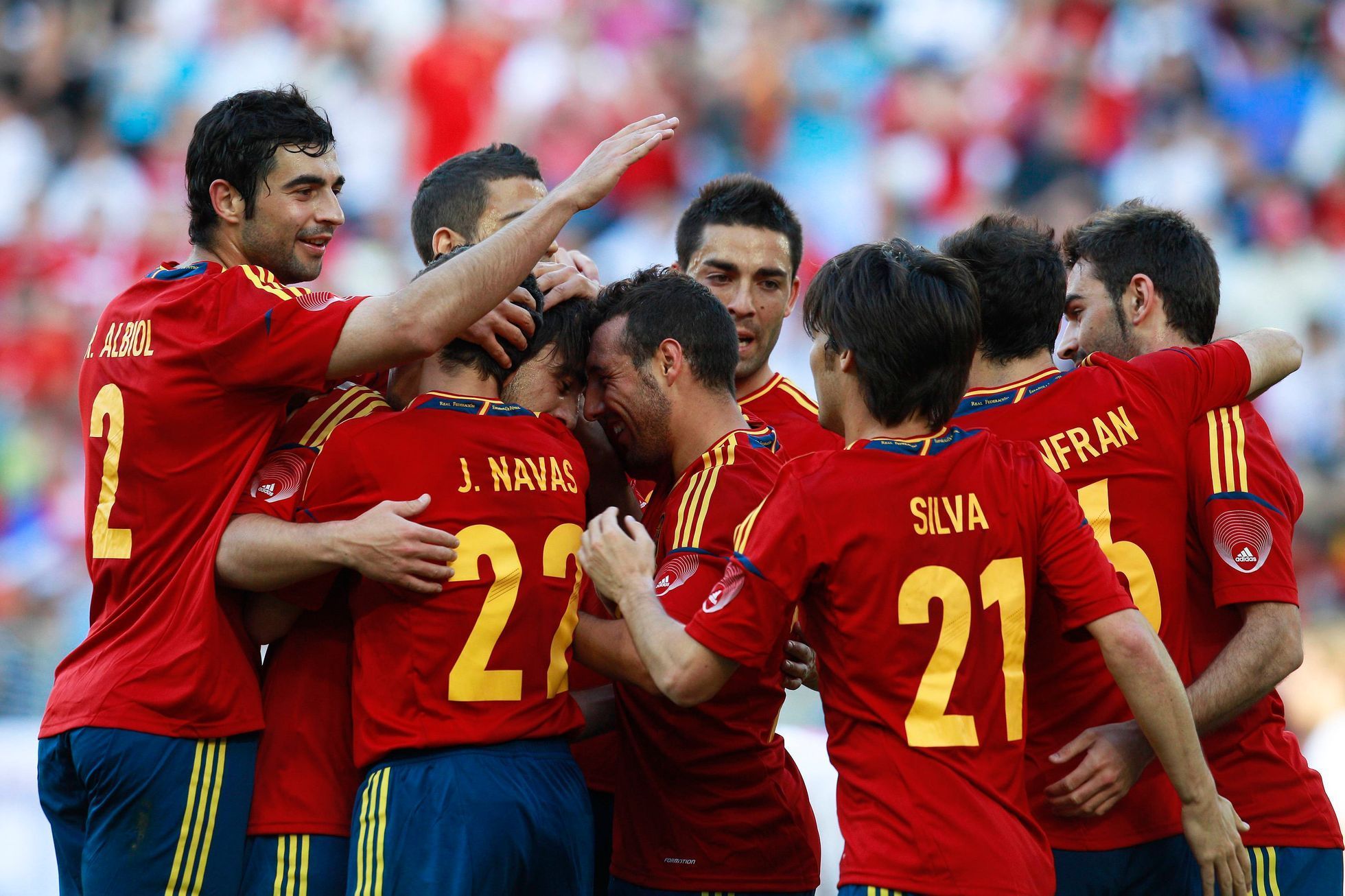 Fotbalisté Španělska se radují z výhry