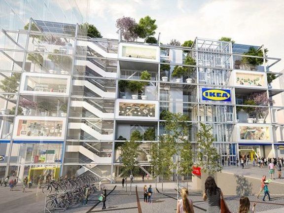 Vizualizace obchodního domu IKEA architektonického studia Querkraft Architekten