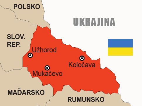 Ukrajina - Zakarpatská Rus - mapa