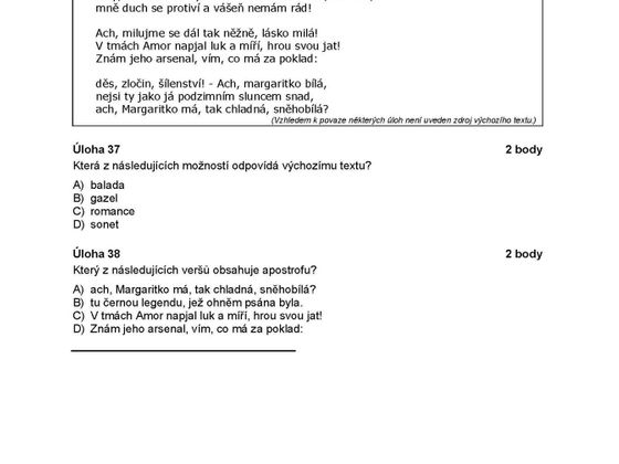 Zkuste si maturitu Státní maturita - vyšší obtížnost 15