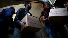 Damašek - Ghúta - rozdávání humanitární pomoci