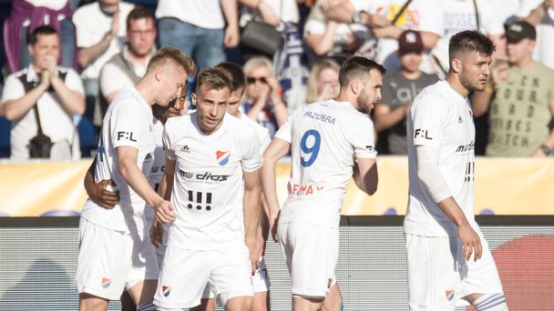 fotbal, Fortuna:Liga 2018/2019, Ostrava - Opava, radost hráčů Opavy