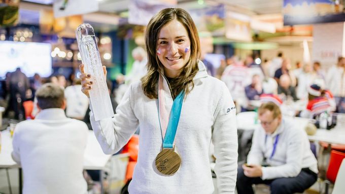 Veronika Vítková po největším úspěchu kariéry, zisku olympijského bronzu.