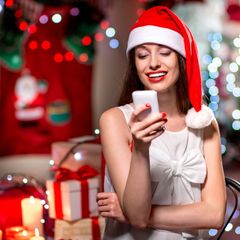 sms. mobil, vánoce, žena