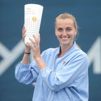 Petra Kvitová Vítězná Petra Kvitová na turnaji O pohár prezidenta ČTS v Praze (2020)