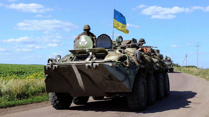 Ukrajinští vojáci nedaleko Slavjansku.