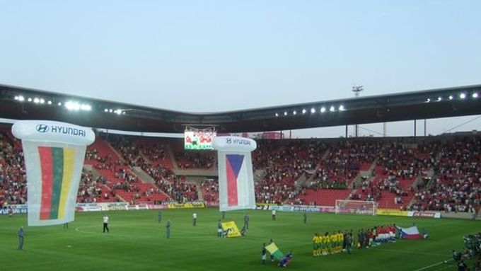 Zahajovací ceremoniál utkání mezi Českou republikou a Litvou.