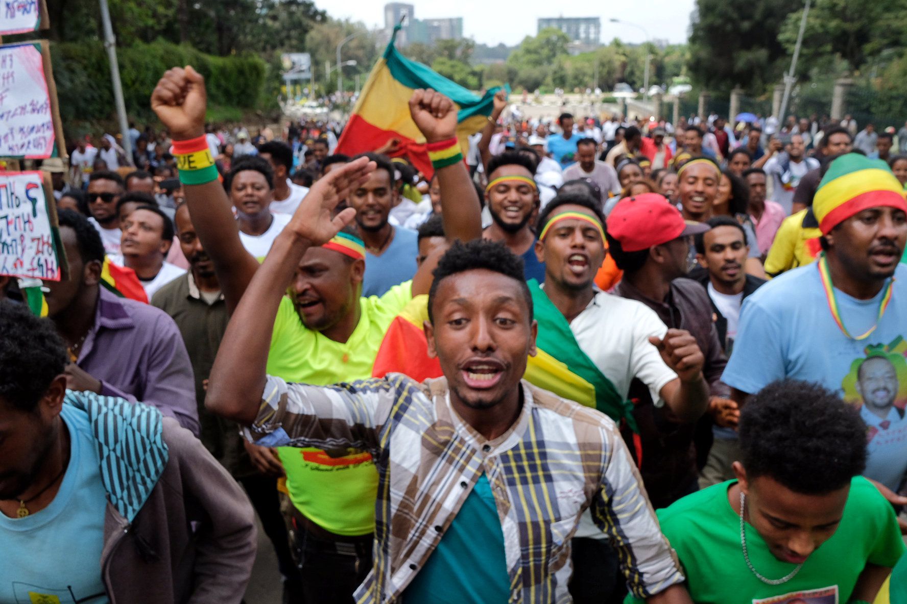 Etiopie - shromáždění na podporu premiéra