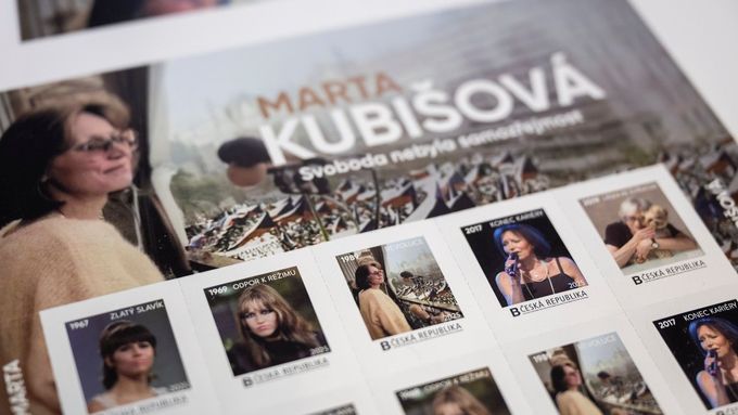Nátisk limitované edice poštovních známek s portrétem zpěvačky Marty Kubišové, 29. září 2025, Hradištko u Prahy.