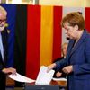 German Chancellor Merkel cast her ballot in the European Parliament election at a polling station in Berlin