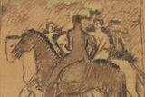 Jan Preisler: Tři jezdci (1912–13) , pastel, papír, 260 x 320 mm.
