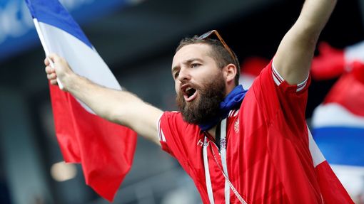 Fanoušci na zápase Uruguay -- Francie na MS 2018