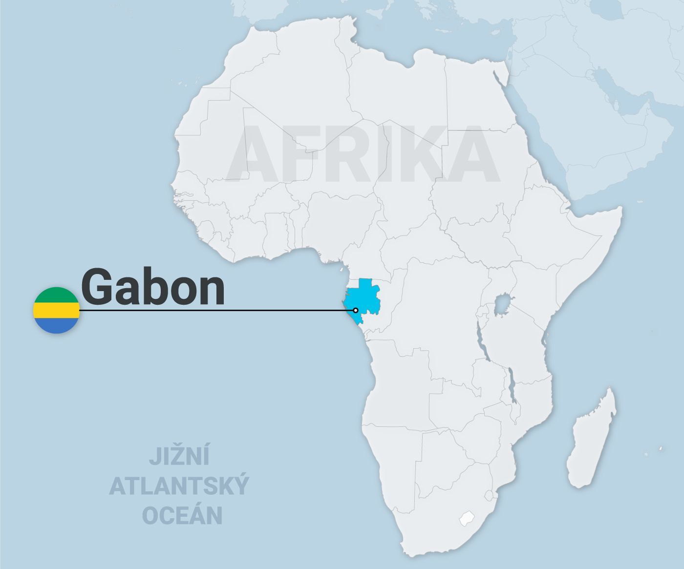 Gabon na mapě Afriky.