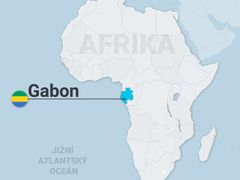 Gabon na mapě Afriky.