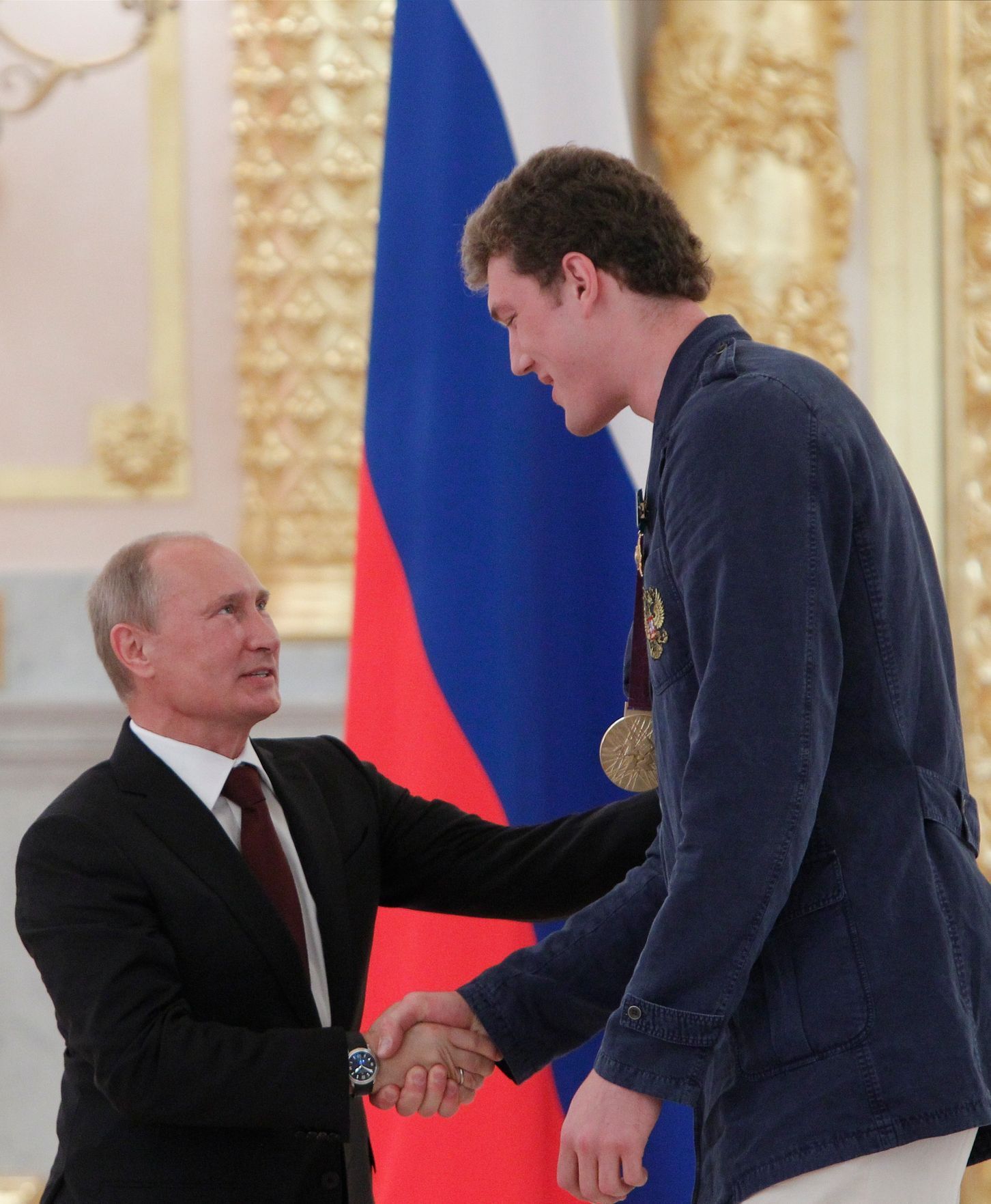 Vladimír Putin a volejbalista Dmitrij Muserskij