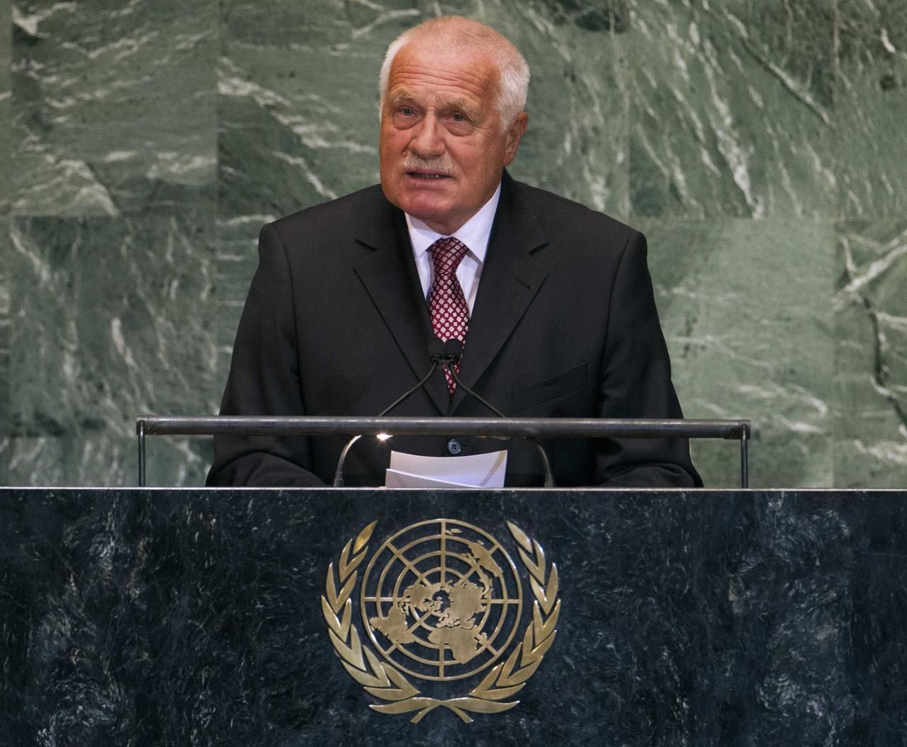 Václav Klaus pronáší projev na půdě OSN