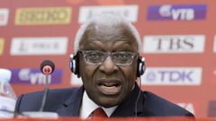 FILE PHOTO: President of International Association of Athletics Federations (IAAF) Diack answers a question at a news conference in Beijing,