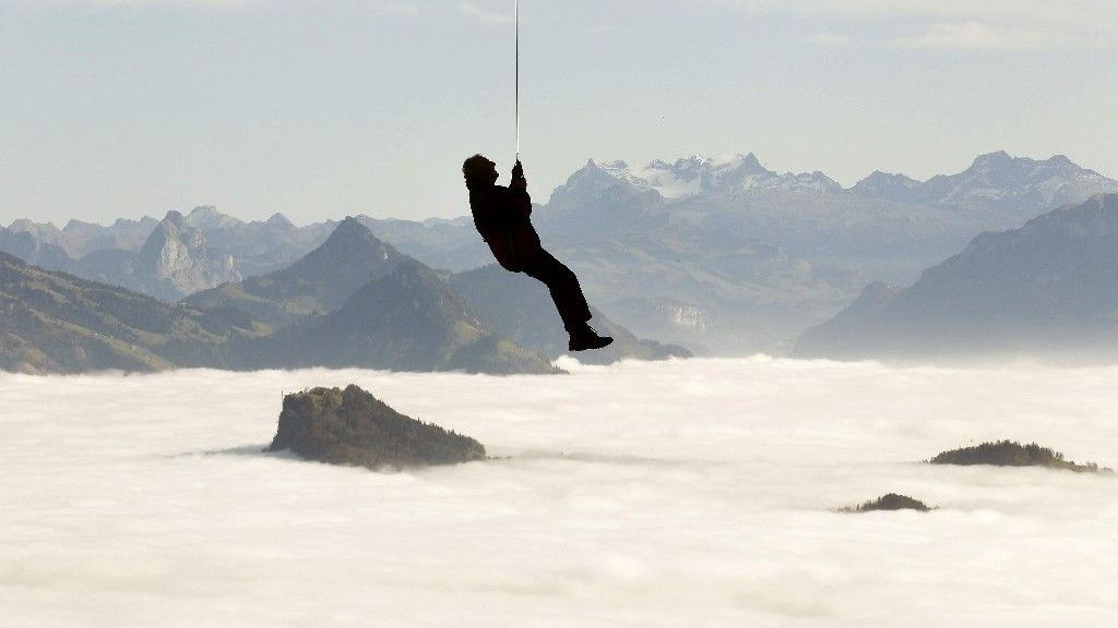 Záchranné akce nanečisto na hoře Pilatus ve Švýcarsku, nedaleko Lucernu.